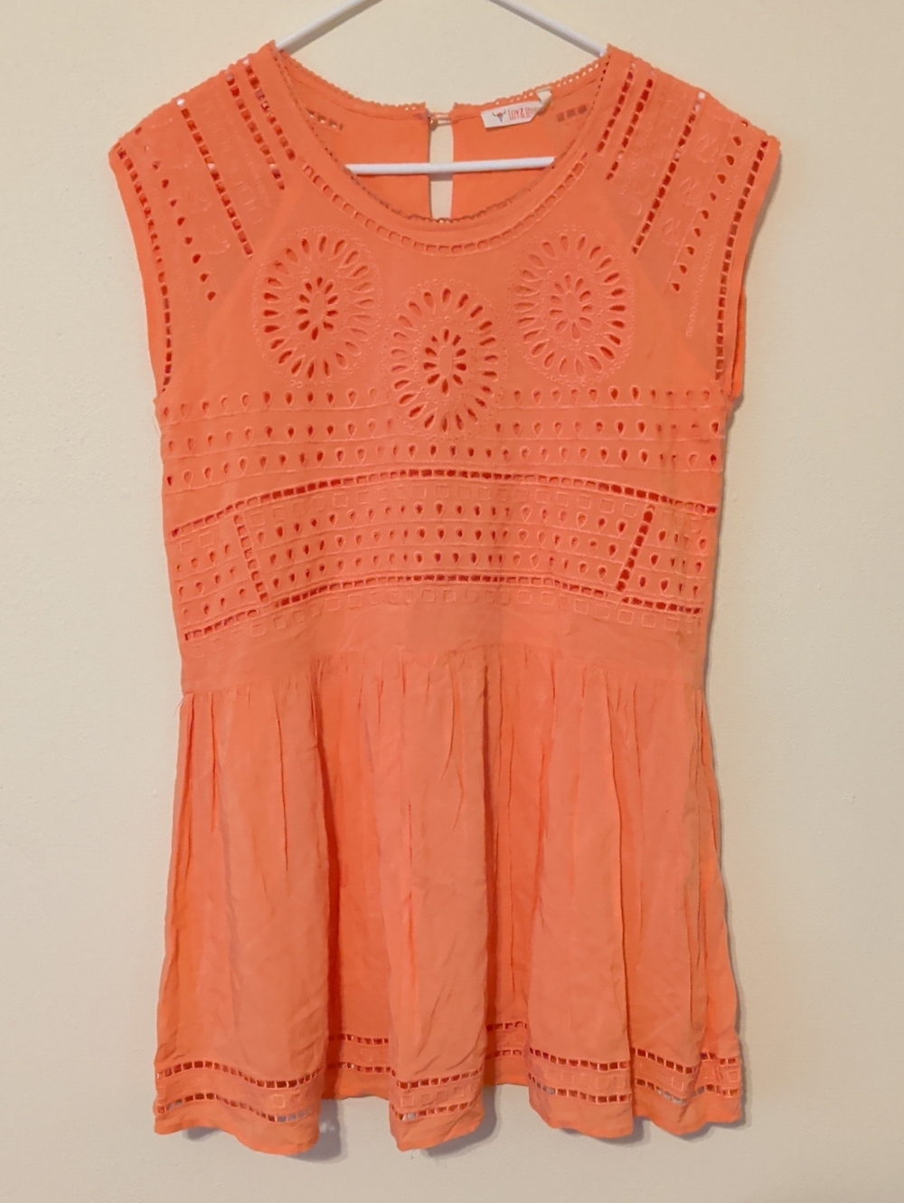 Izzy & Lola Coral Eyelet Fit-and-Flare Babydoll Dress